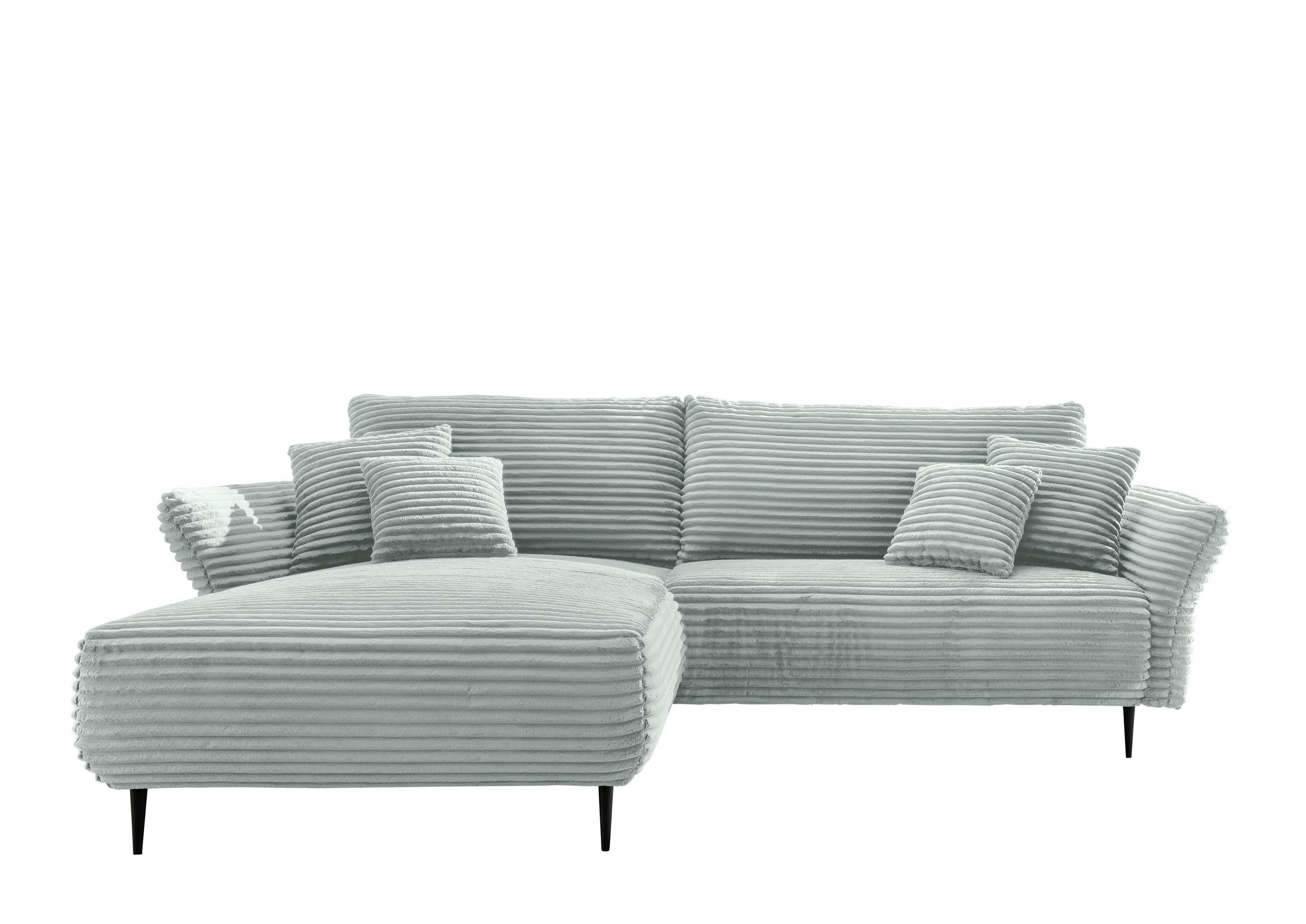 ECKSOFA Blau Cord  - Blau/Schwarz, Design, Textil/Metall (178/264-302cm) - Livetastic