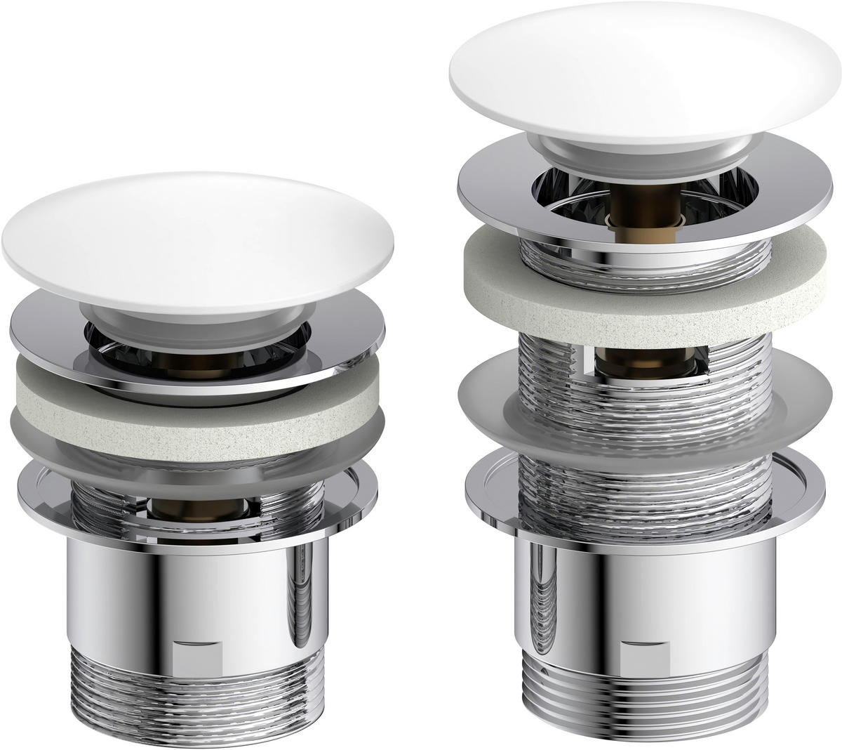 ABLAUFVENTIL  - Chromfarben/Weiß, Basics, Metall (6,5cm) - Schütte