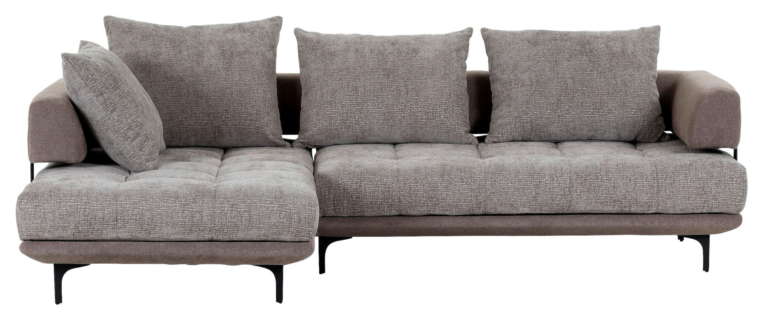 ECKSOFA in Flachgewebe Braun  - Schwarz/Braun, Konventionell, Textil/Metall (195/263cm) - Carryhome