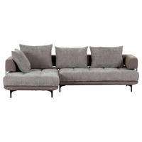 ECKSOFA in Flachgewebe Braun  195/263 cm  - Schwarz/Braun, KONVENTIONELL, Textil/Metall (195/263cm) - Carryhome