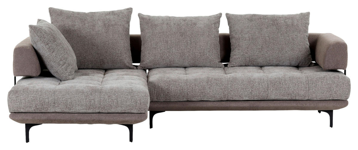 ECKSOFA in Flachgewebe Braun  195/263 cm  - Schwarz/Braun, KONVENTIONELL, Textil/Metall (195/263cm) - Carryhome