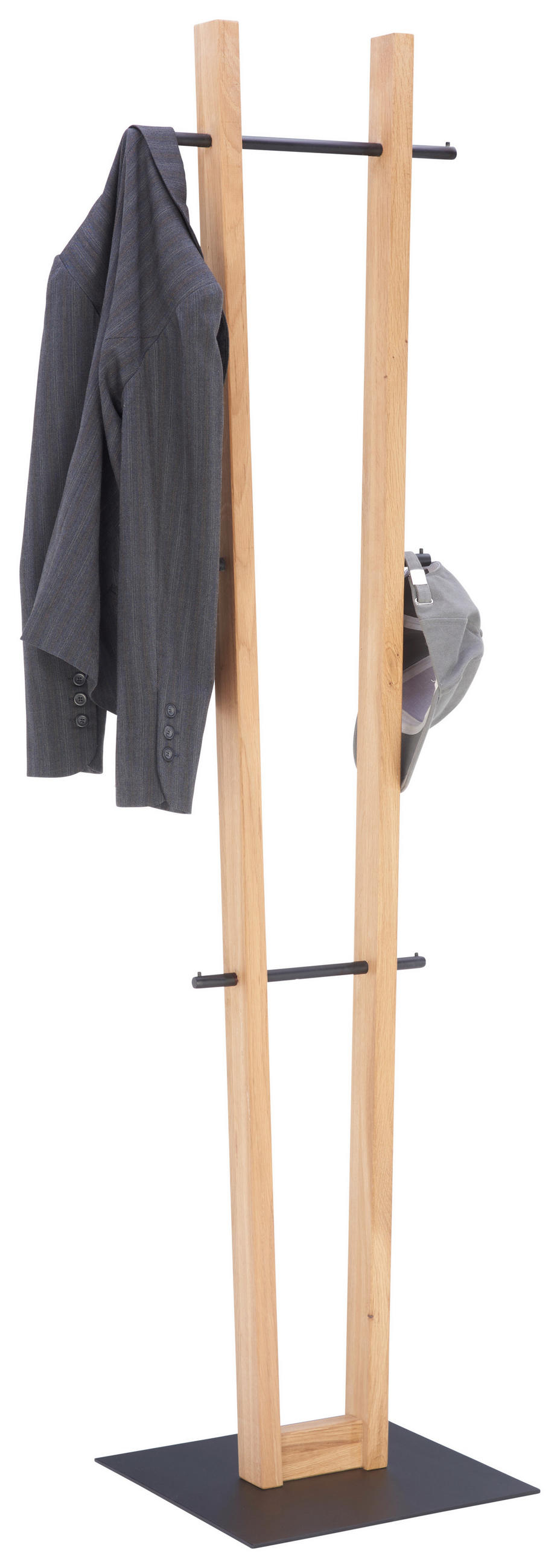 VJEŠALICA SAMOSTOJEĆA crna, boje hrasta  drvo, metal   - boje hrasta/crna, Natur, drvo/metal (45/174,9/40cm) - Linea Natura