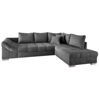 ECKSCHLAFSOFA Dunkelgrau Mikrofaser  - Dunkelgrau/Silberfarben, Design, Holz/Textil (298/202cm) - MID.YOU