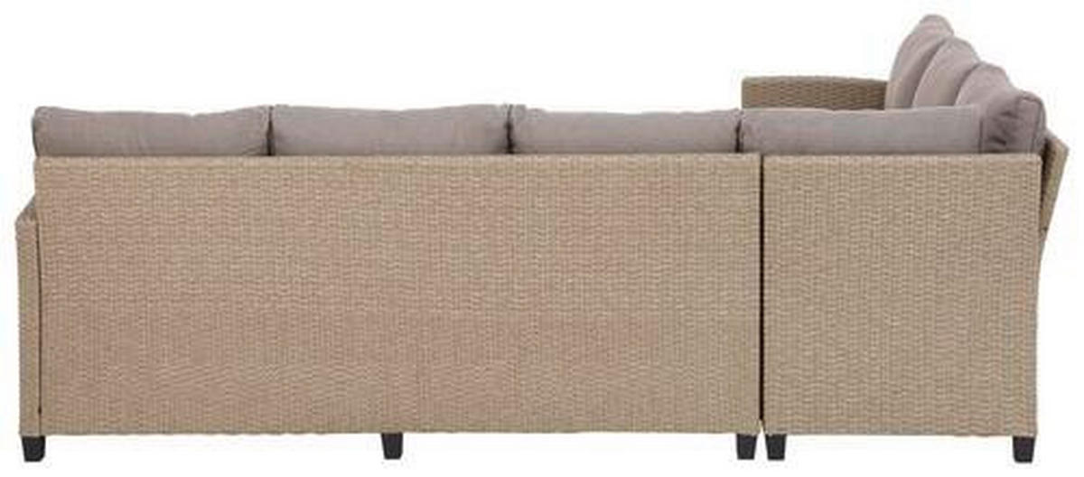 Loungegarnitur 6-tlg. Porto II 175/232 cm Stahl  - Hellgrau/Braun, MODERN, Kunststoff/Textil (175/232cm) - Luca Bessoni