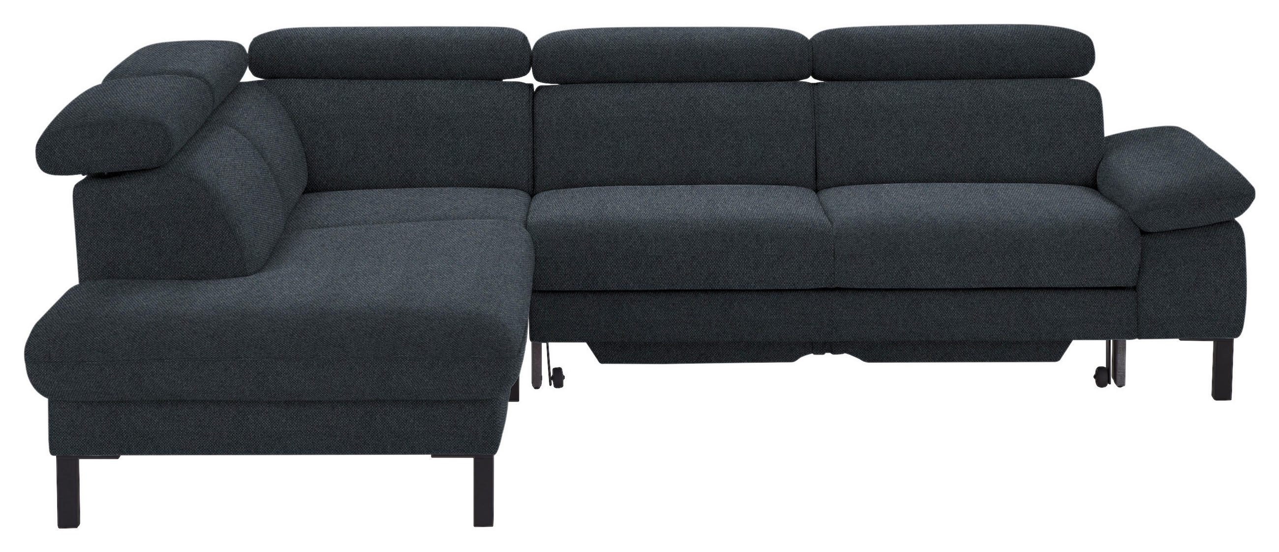 ECKSOFA in Flachgewebe Anthrazit  - Anthrazit/Schwarz, Design, Holzwerkstoff/Textil (217/272cm) - Pure Home Comfort