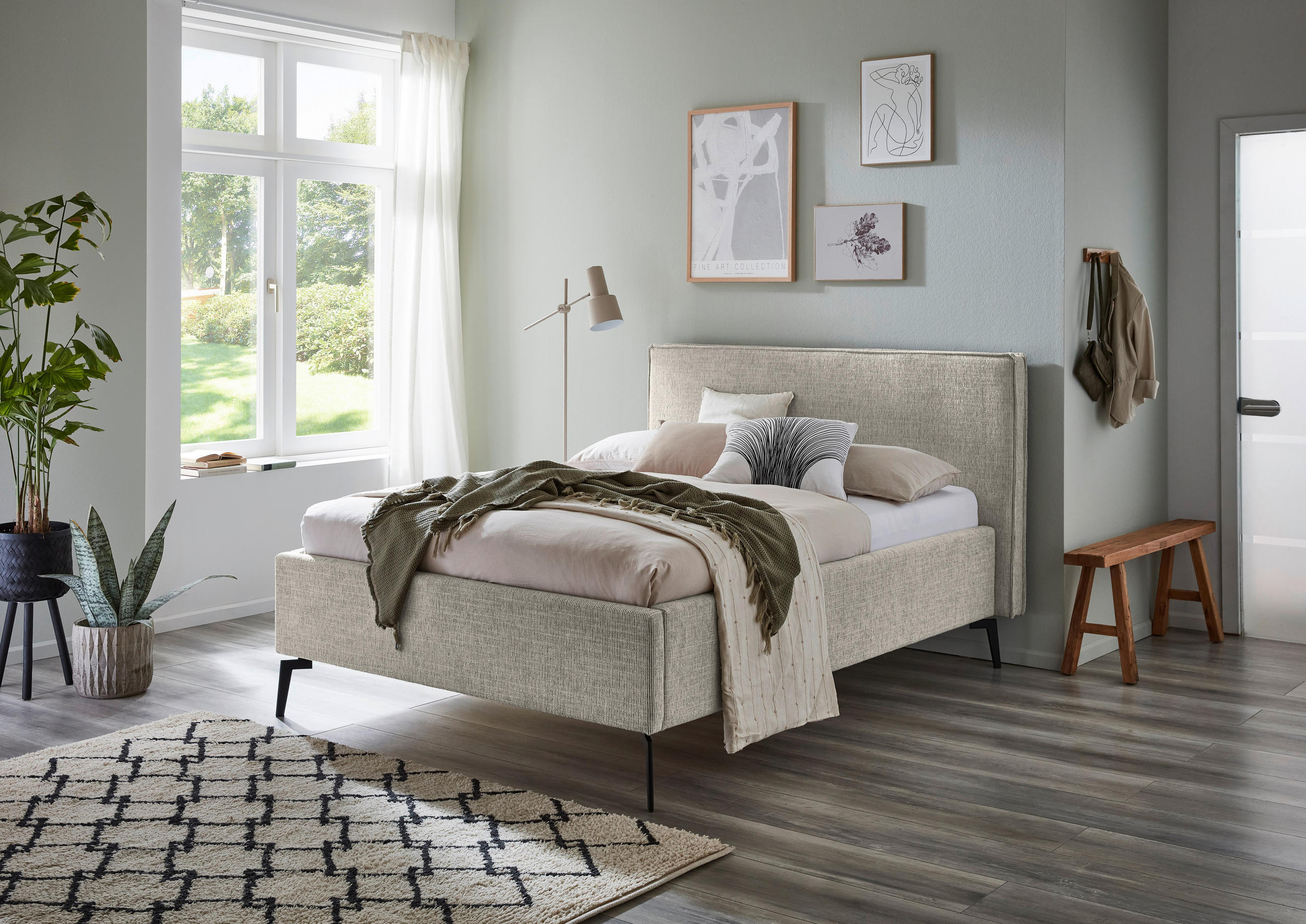 POLSTERBETT 140/200 cm  in Greige  - Greige/Schwarz, Design, Textil/Metall (140/200cm) - home24