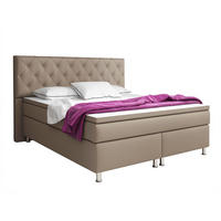 BOXSPRINGBETT 180/200 cm  in Cappuccino  - Silberfarben/Cappuccino, KONVENTIONELL, Leder/Textil (180/200cm) - MID.YOU