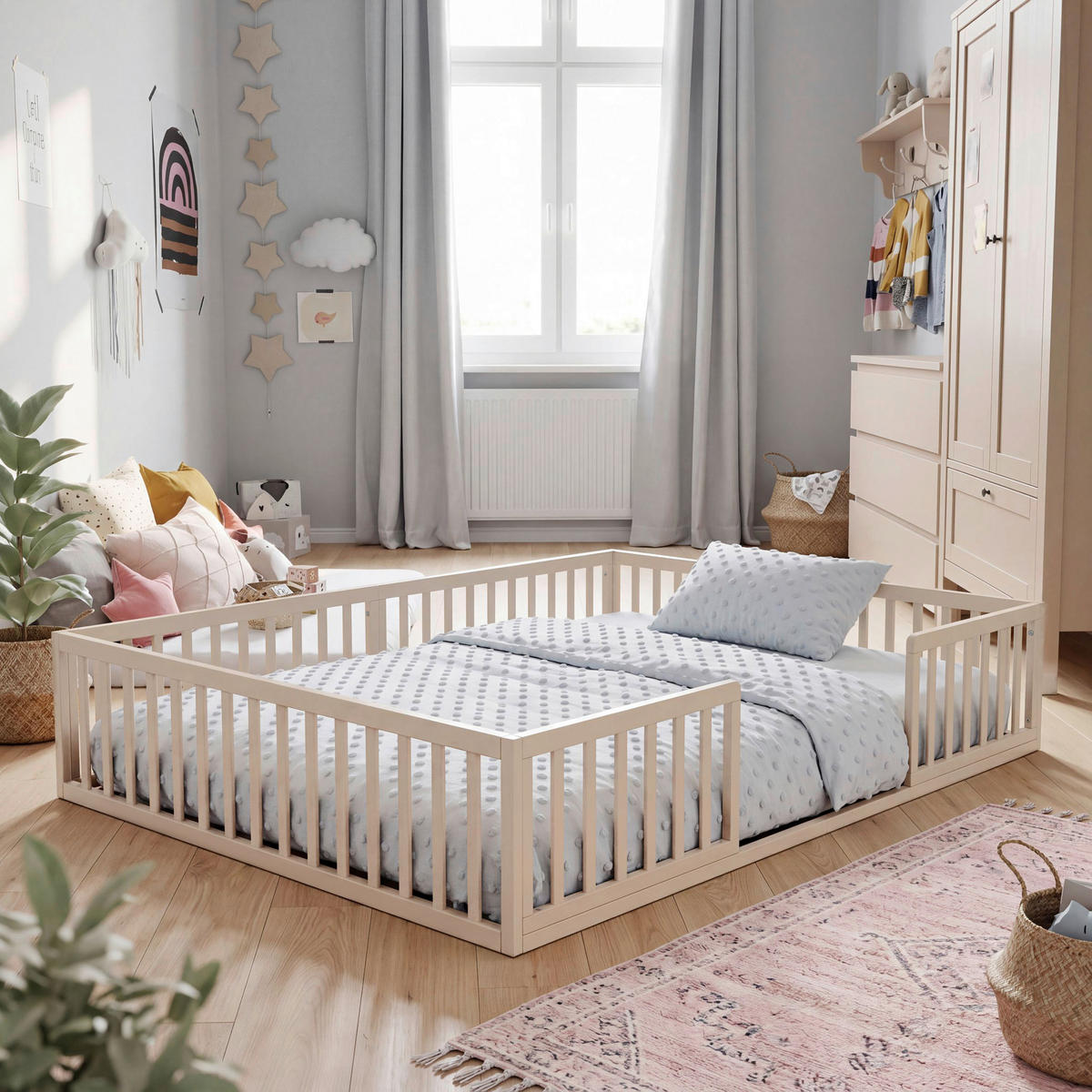 BODENBETT 140/200 cm  in Kaschmir  - Hellbraun/Kaschmir, Basics, Holzwerkstoff (140/200cm) - Roba
