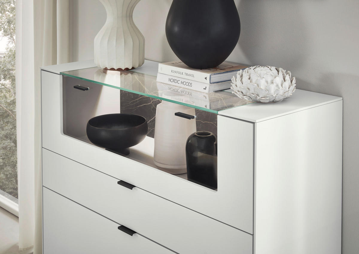 HIGHBOARD Hellgrau  121,9/121,5/45,2 cm  - Hellgrau/Schwarz, Design, Glas/Keramik (121,9/121,5/45,2cm) - Dieter Knoll