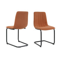 STUHL-SET 2 Stück  in Struktur  - Schwarz/Braun, Design, Textil/Metall (43/87/53cm) - Livetastic