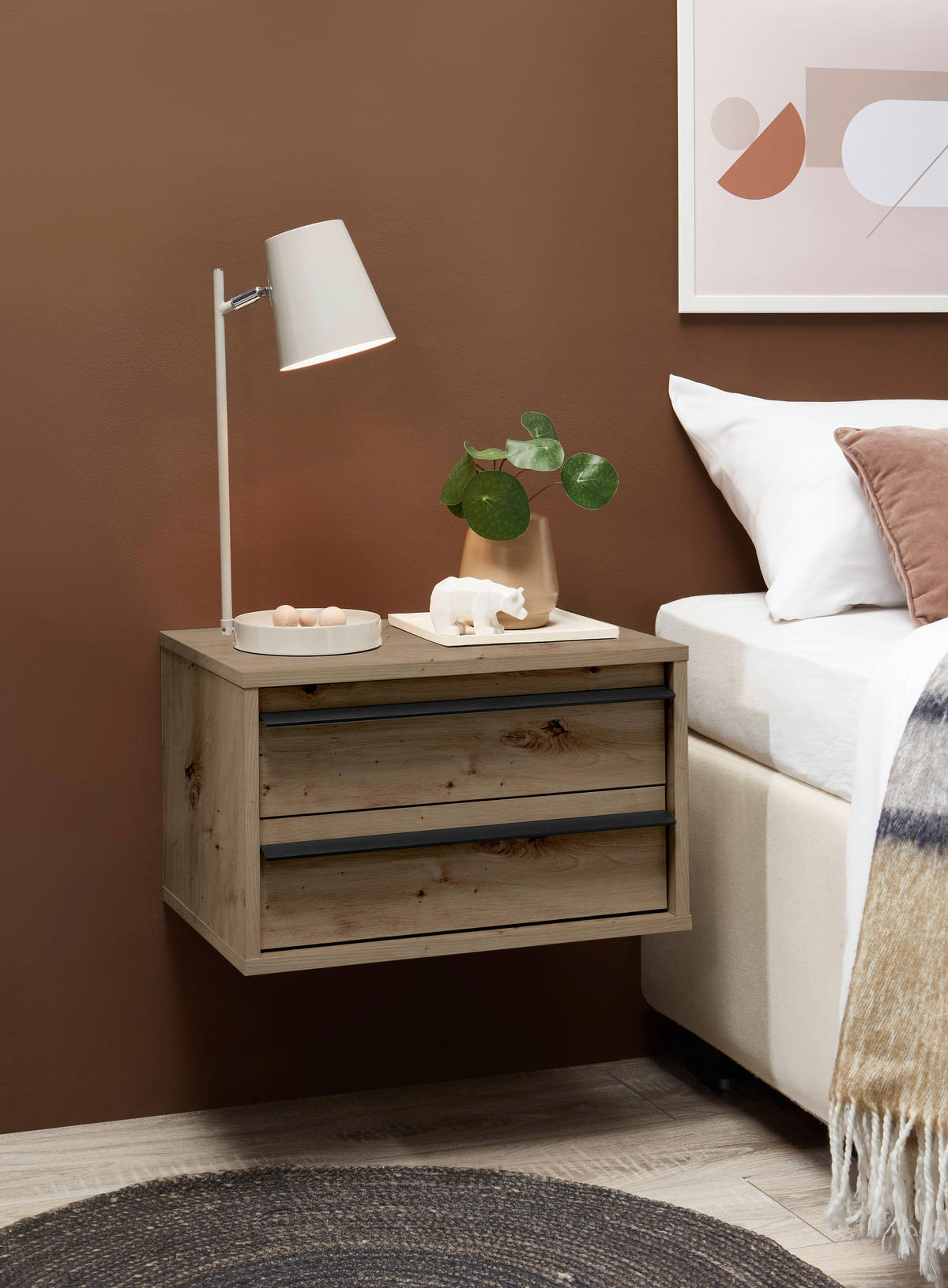 NACHTSCHRANK 50/31/34 cm  - Schwarz/Eiche Artisan, KONVENTIONELL, Holzwerkstoff/Metall (50/31/34cm) - Chameo