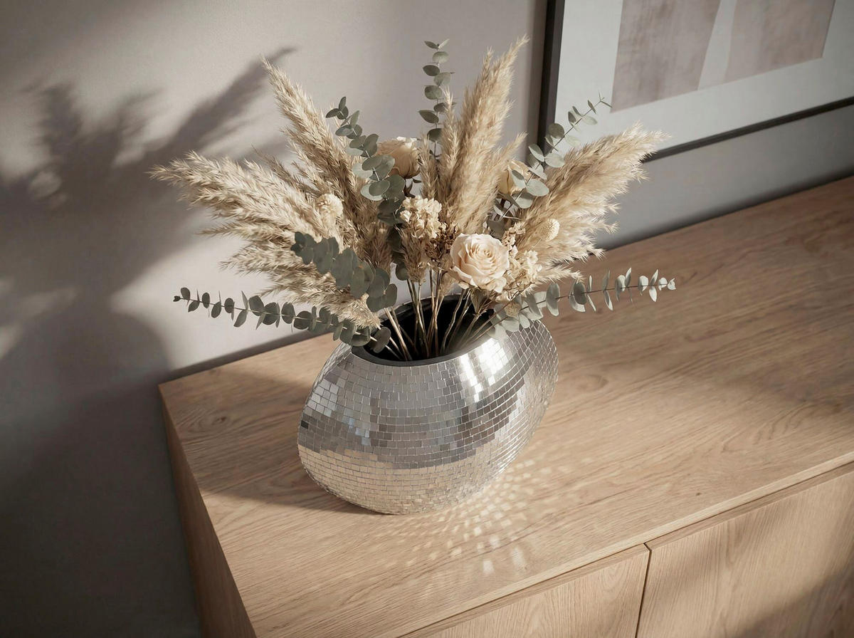 VASE 35 cm  - Silberfarben, Design, Metall (40/10/35cm) - Livetastic