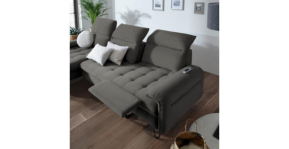 ECKSOFA in Flachgewebe Hellgrau 180/310 cm - Hellgrau/Schwarz, LIFESTYLE, Textil/Metall (180/310cm) - Valnatura
