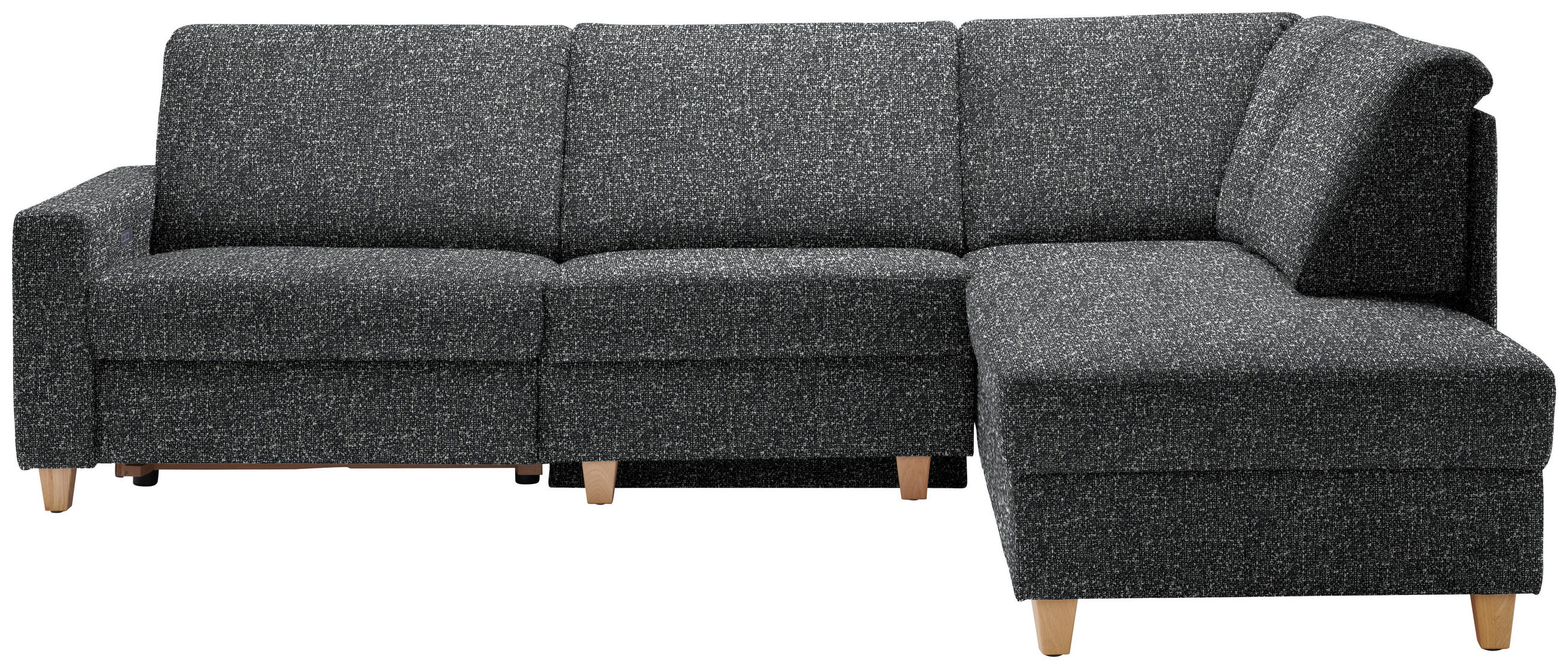 ECKSOFA  in Mikrovelours Anthrazit  261/203 cm  - Eichefarben/Anthrazit, KONVENTIONELL, Holz/Textil (261/203cm) - Sedda