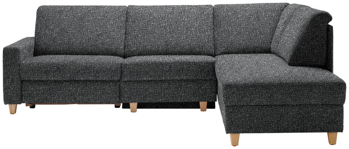 ECKSOFA  in Mikrovelours Anthrazit  261/203 cm  - Eichefarben/Anthrazit, KONVENTIONELL, Holz/Textil (261/203cm) - Sedda