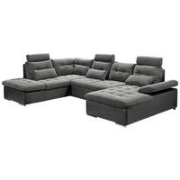 WOHNLANDSCHAFT Grau, Schwarz Webstoff  - Chromfarben/Schwarz, Design, Kunststoff/Textil (218/324/170cm) - MID.YOU