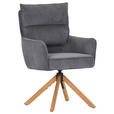 ARMLEHNSTUHL  Stoffauswahl, Sitzfläche 360° drehbar, automatische Rückholfunktion Cord  - Eichefarben/Anthrazit, Design, Holz/Textil (60/95/62cm) - Novel