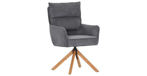 ARMLEHNSTUHL  Stoffauswahl, Sitzfläche 360° drehbar, automatische Rückholfunktion Cord  - Eichefarben/Anthrazit, Design, Holz/Textil (60/95/62cm) - Novel