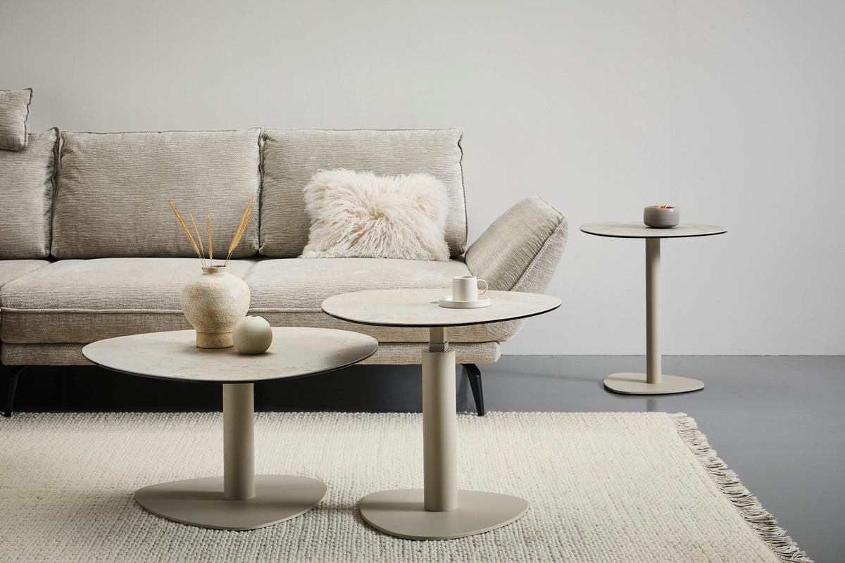 COUCHTISCH ESG 74/74/38 cm organisch Grau, Taupe  - Taupe/Grau, Design, Glas/Keramik (74/74/38cm) - Emilio Belluti
