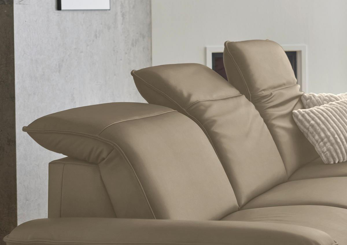 ECKSOFA  Echtleder Schlammfarben  - Schlammfarben/Schwarz, Design, Leder/Metall (307/169cm) - Beldomo Premium