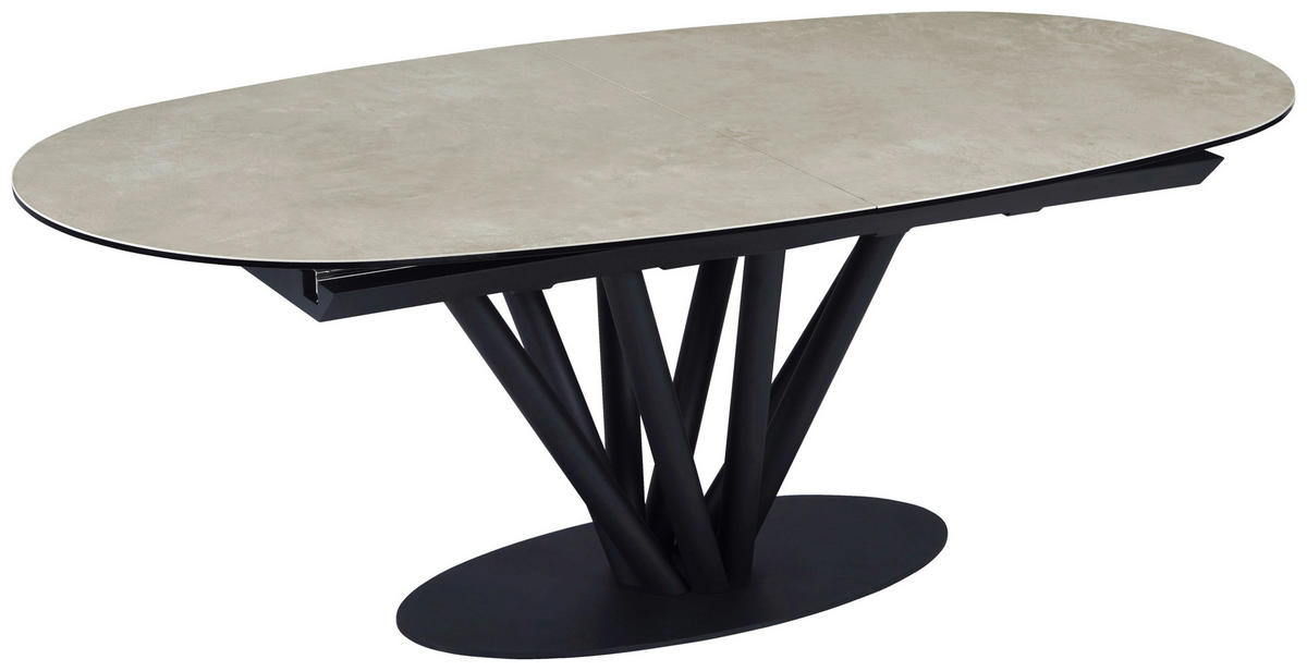 ESSTISCH in Metall, Glas, Keramik 210-260/110/76 cm  - Taupe/Schwarz, Design, Glas/Keramik (210-260/110/76cm) - Belluti