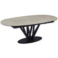 ESSTISCH Schwarz, Taupe oval  ausziehbar  - Taupe/Schwarz, Design, Glas/Keramik (210-260/110/76cm) - Belluti