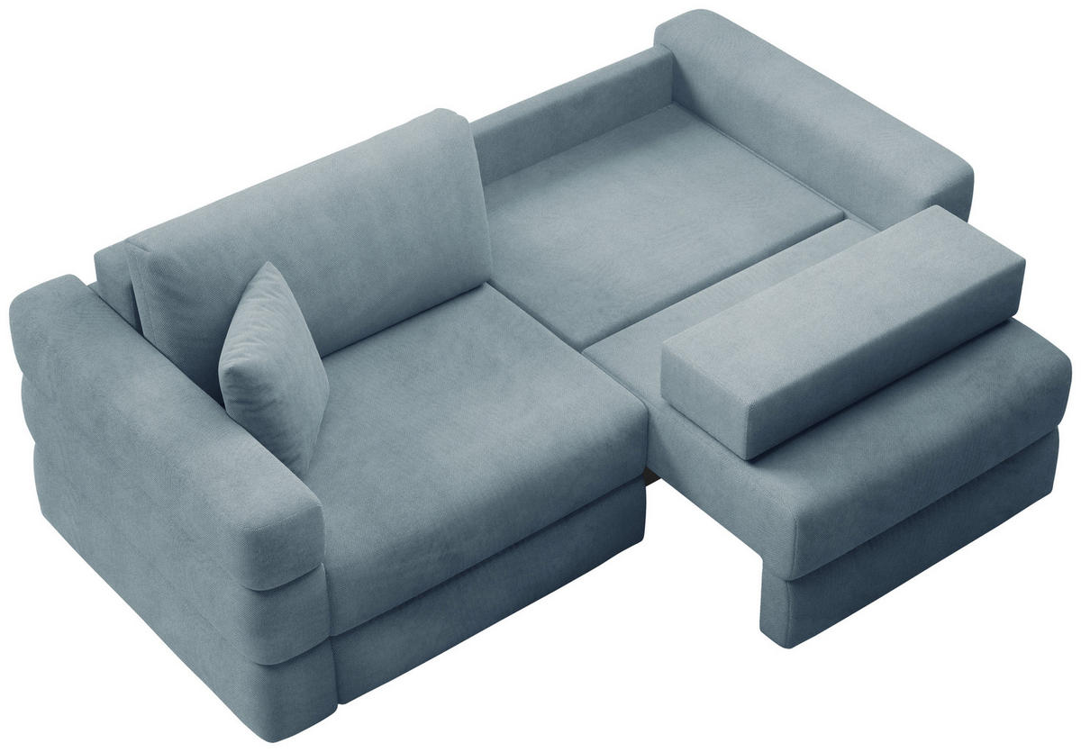 SCHLAFSOFA TERAZZO in Webstoff Blau  - Blau/Schwarz, Design, Kunststoff/Textil (254/93/167cm) - Livetastic