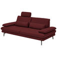 3-SITZER-SOFA in Leder Rot  - Rot/Schwarz, Design, Leder/Metall (222/86/104cm) - Dieter Knoll