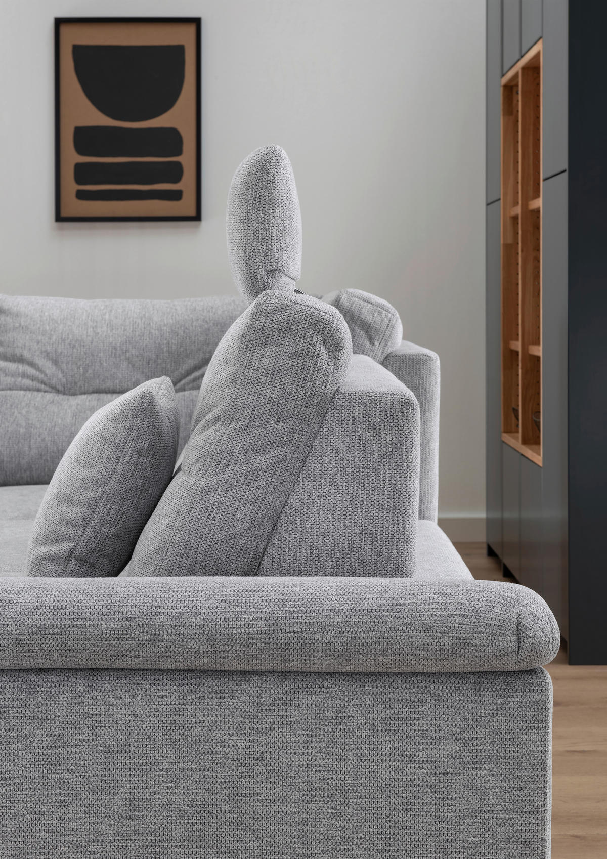 ECKSOFA Silberfarben Chenille  - Silberfarben/Naturfarben, MODERN, Holz/Textil (206/264cm) - Livetastic