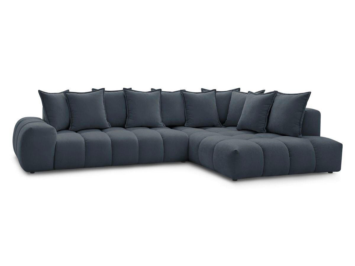 ECKSOFA Ottomane rechts  EVEREST Dunkelblau Struktur  - Schwarz/Dunkelblau, MODERN, Kunststoff/Textil (352/210cm)