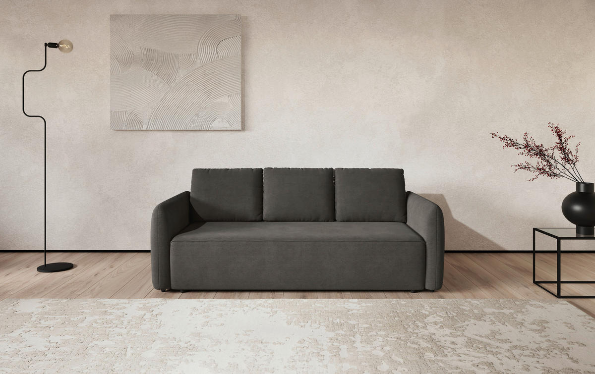 SCHLAFSOFA Cord Anthrazit  - Anthrazit/Schwarz, Trend, Kunststoff/Textil (222/89/102cm) - MID.YOU
