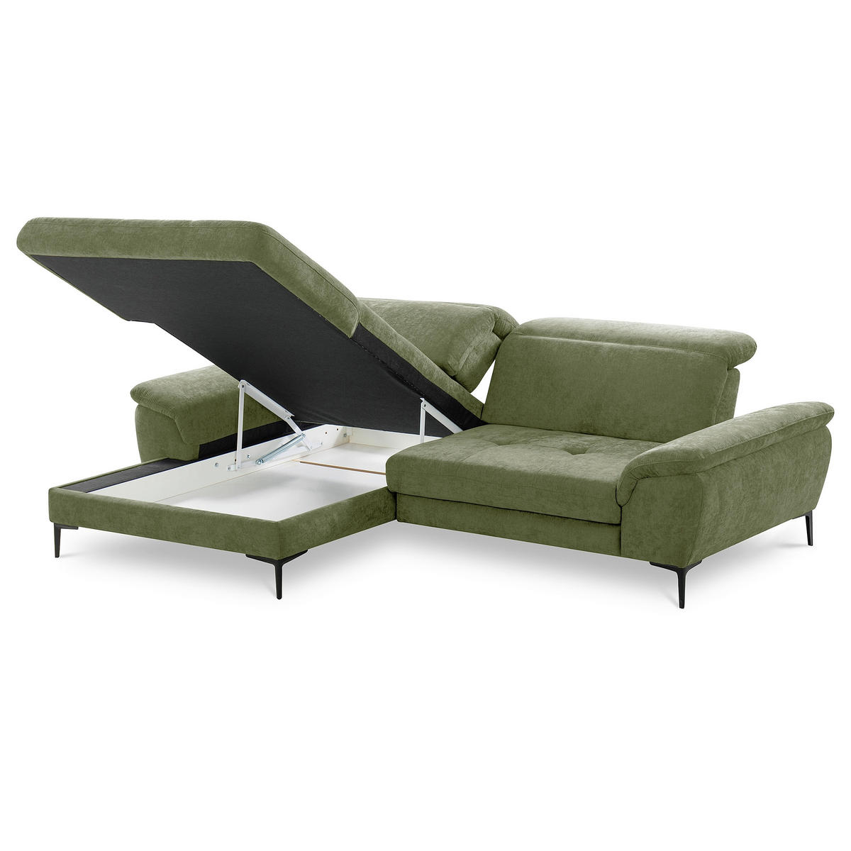 ECKSOFA  Webstoff Grün  - Schwarz/Grün, Design, Textil/Metall (195/268cm) - Livetastic