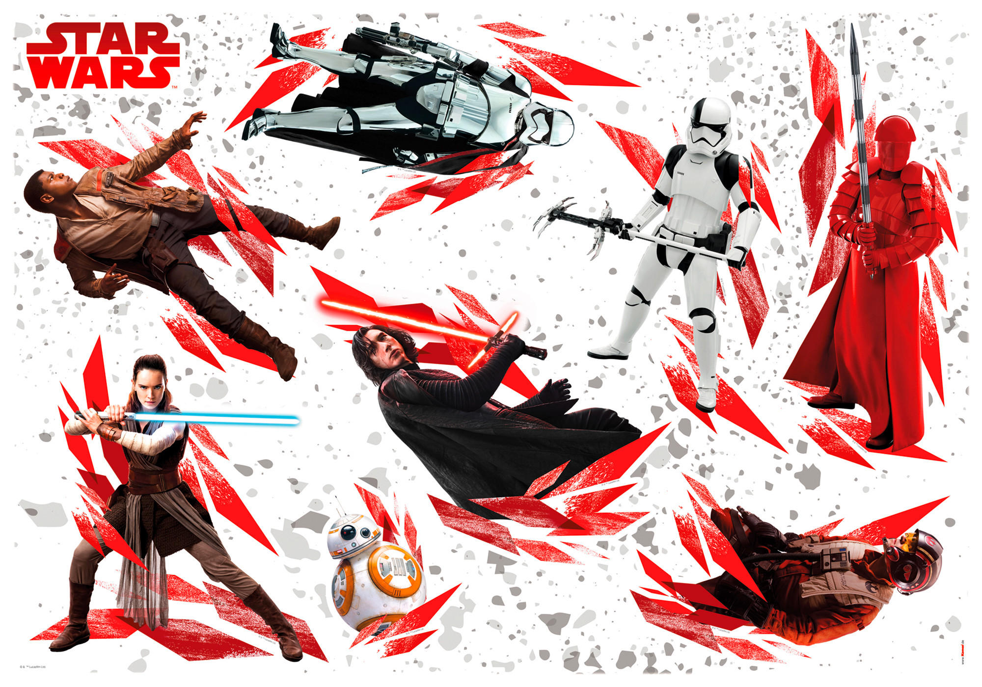DEKOSTICKER Star Wars The Last Jedi  - Rot/Schwarz, LIFESTYLE, Kunststoff (100/70cm) - Komar