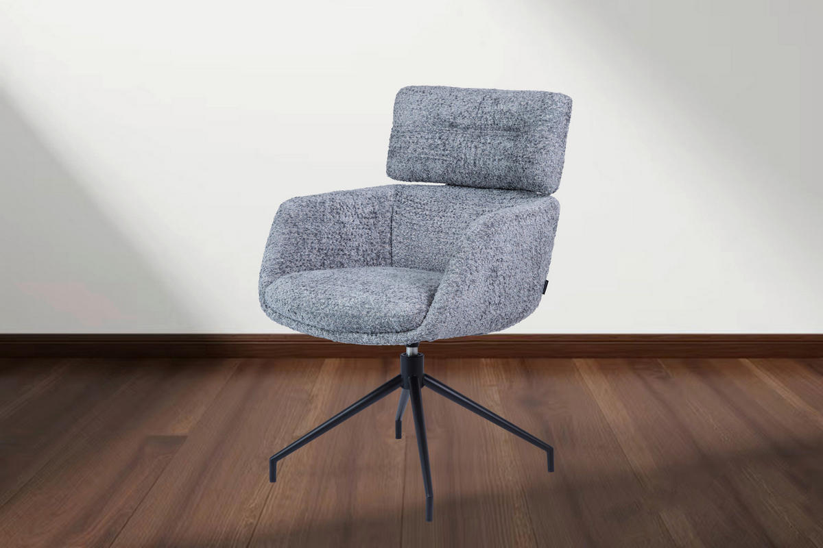 ARMLEHNSTUHL  Wippfunktion, Sitzfläche 360° drehbar Webstoff  Blau, Schwarz  - Blau/Schwarz, Design, Textil/Metall (62/92/66cm) - Dieter Knoll
