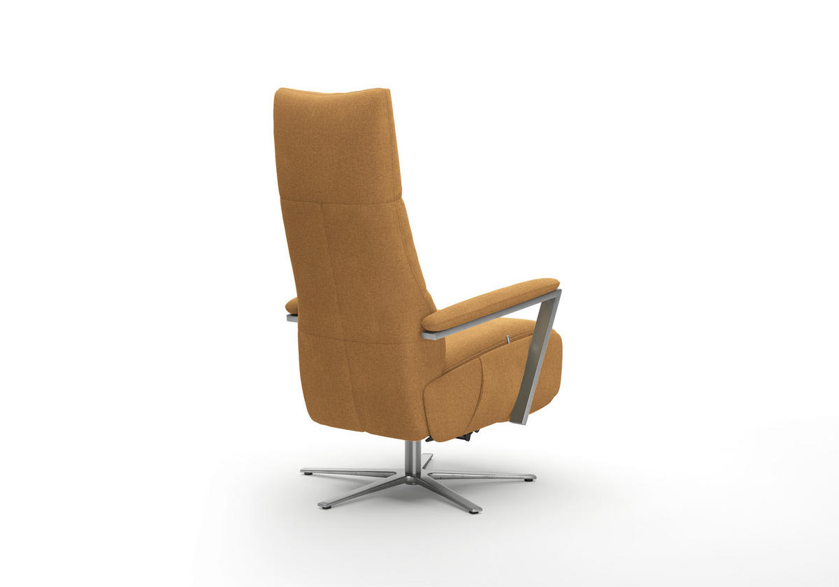 RELAXSESSEL TV VARIO COMFORT E S1 Flachgewebe Kopfteilverstellung, Rücken echt    - Silberfarben/Senfgelb, Basics, Textil/Metall (70/124/85cm) - Sit & More