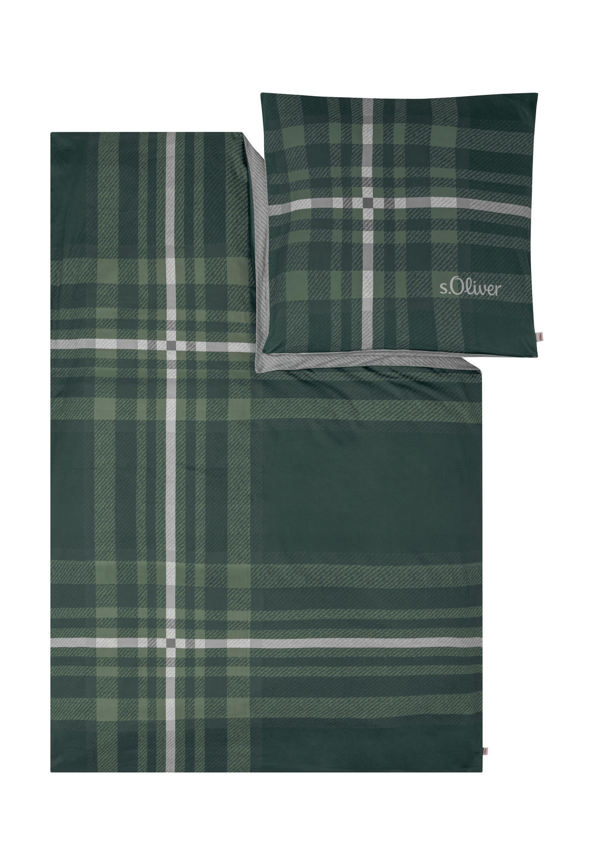 WENDEBETTWÄSCHE Makosatin 140/200 cm  - Grau/Grün, Basics, Textil (140/200cm) - S. Oliver
