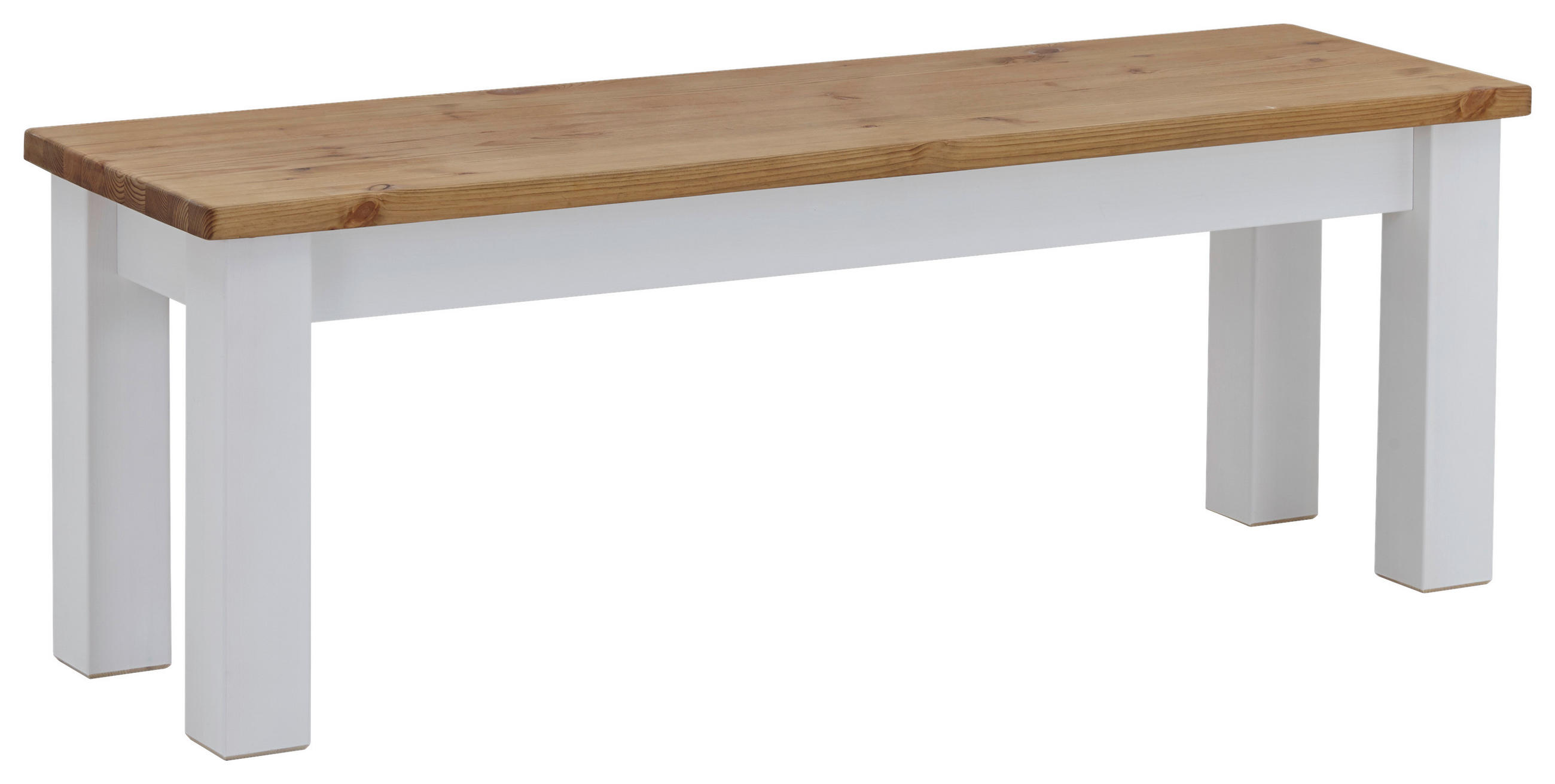 SITZBANK 130/46/40 cm Weiß, Laugenfarbig Kiefer massiv - Laugenfarbig/Weiß, ROMANTIK / LANDHAUS, Holz (130/46/40cm) - Boxxx