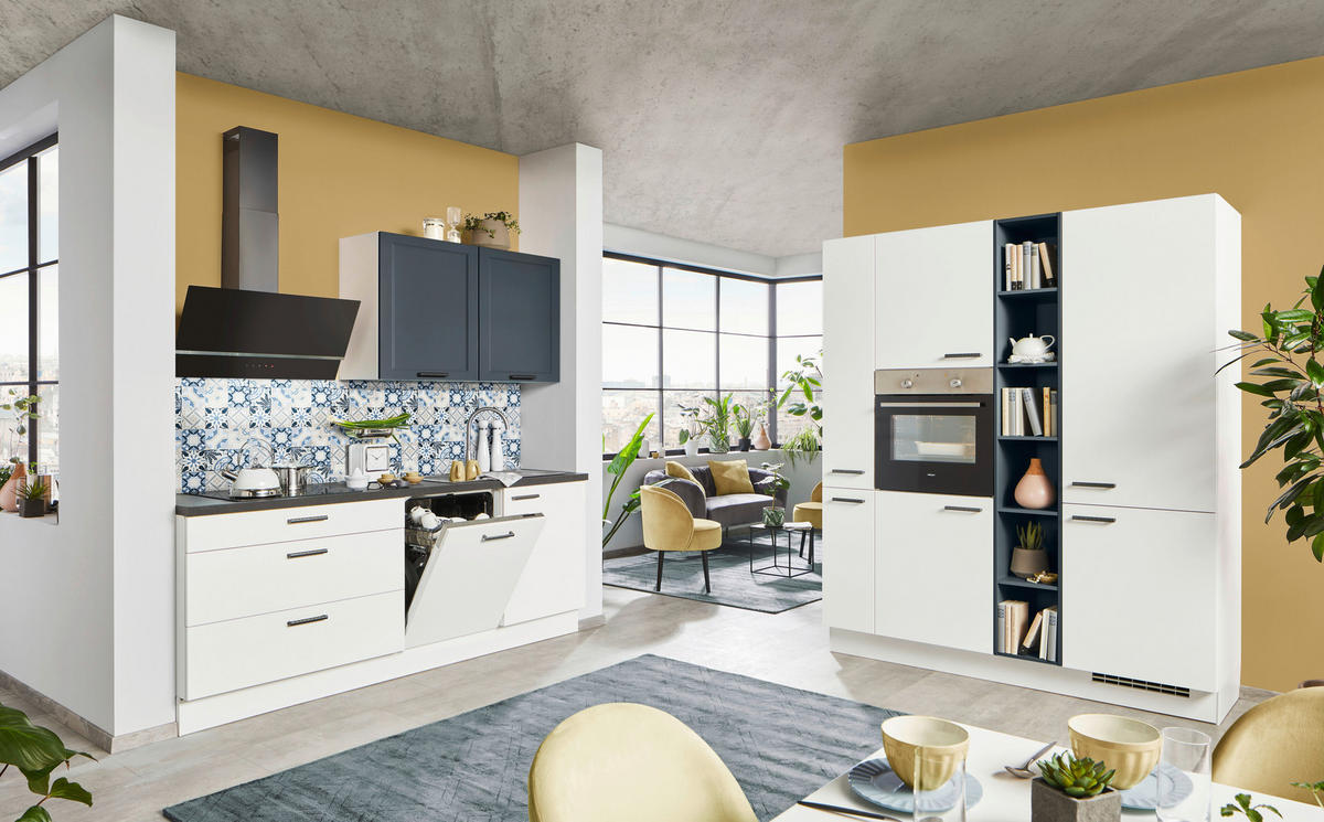 ECKKÜCHE 220/180 cm  in Blau, Weiß  - Blau/Weiß, Design, Holzwerkstoff (220/180cm) - Celina