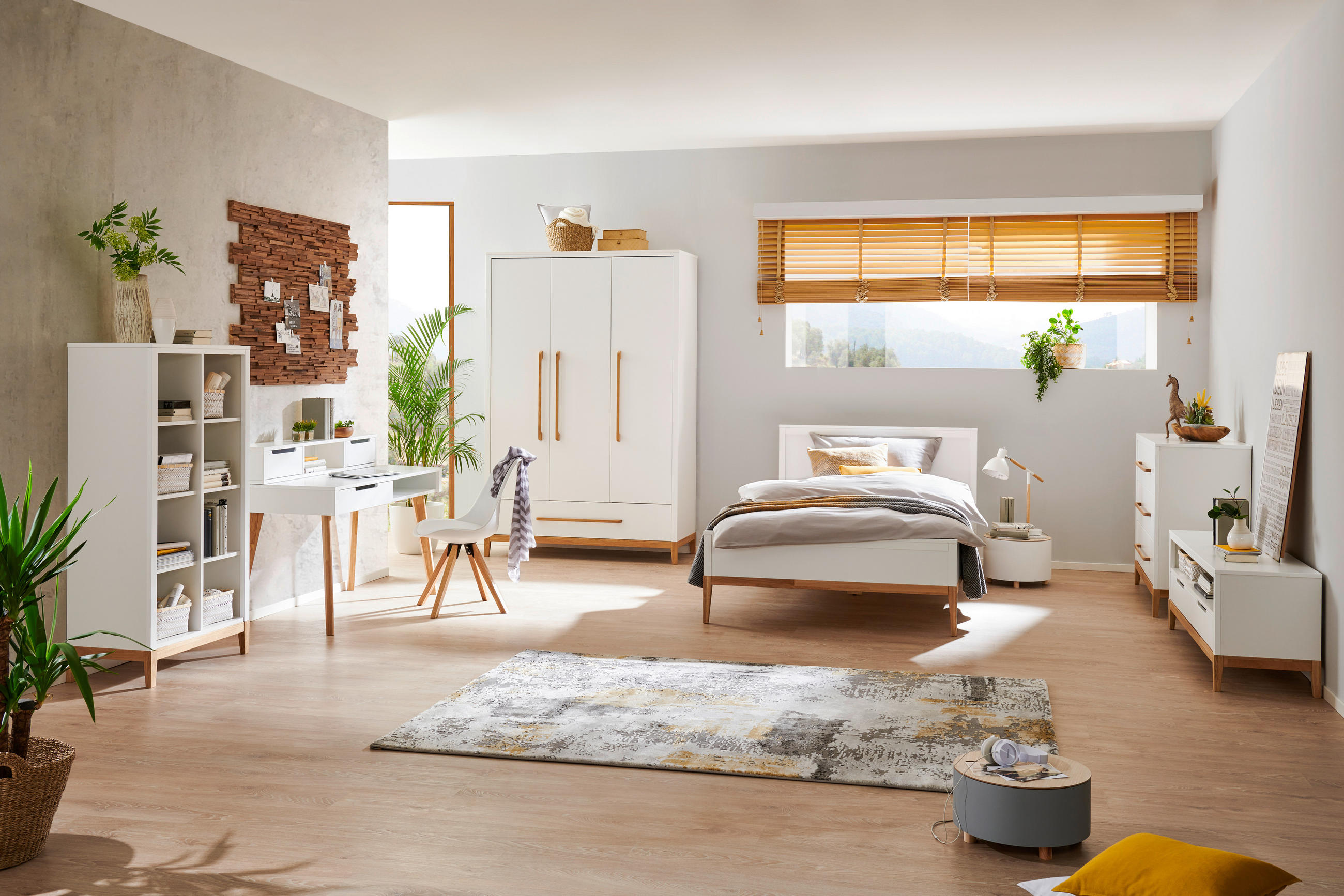 KLEIDERSCHRANK  in Weiß, Eichefarben  - Eichefarben/Weiß, LIFESTYLE, Holz/Holzwerkstoff (135/206/55cm) - Stylife