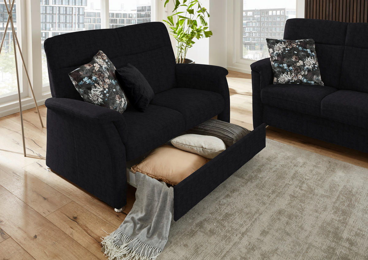SITZGARNITUR Flachgewebe Anthrazit  - Anthrazit/Alufarben, Konventionell, Textil/Metall (142-194/100/89cm) - Beldomo Comfort