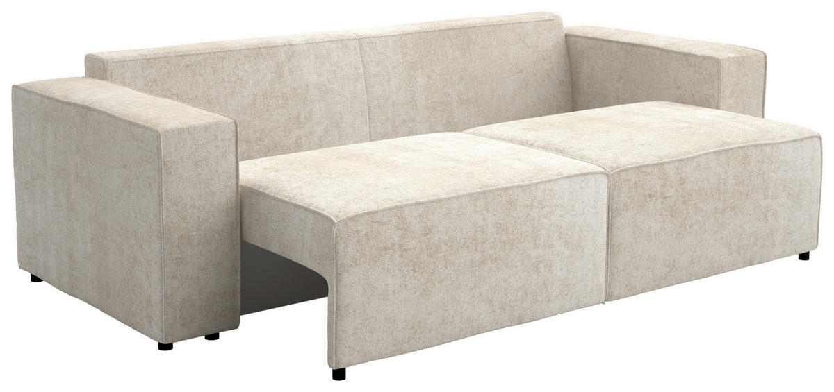 SCHLAFSOFA Webstoff Champagner  - Champagner/Schwarz, Design, Kunststoff/Textil (254/84/98cm) - Stylife