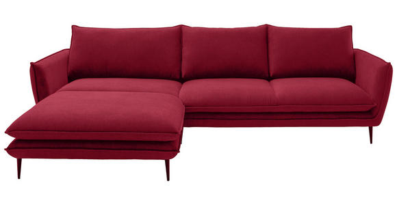 ECKSOFA  in Webstoff Dunkelrot  196/304 cm  - Schwarz/Dunkelrot, KONVENTIONELL, Textil/Metall (196/304cm) - Hom`in