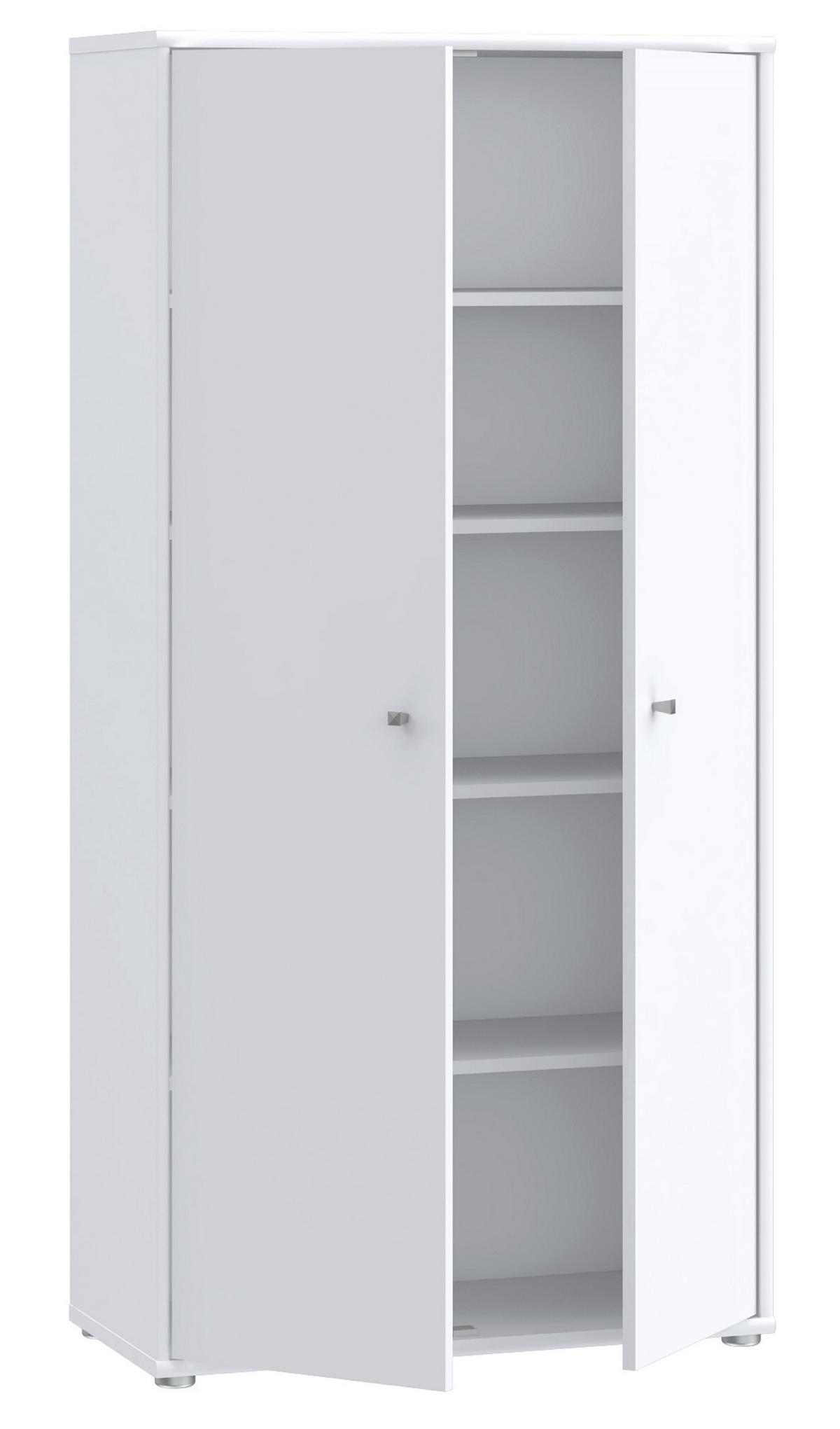 DREHTÜRENSCHRANK in Weiss  - Weiss/Alufarben, Design, Holzwerkstoff (73,7/149,5/34,8cm)