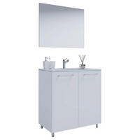 BADEZIMMER 3-teilig  in 80 cm  - Weiss/Alufarben, Modern, Keramik/Holzwerkstoff (80cm) - MID.YOU