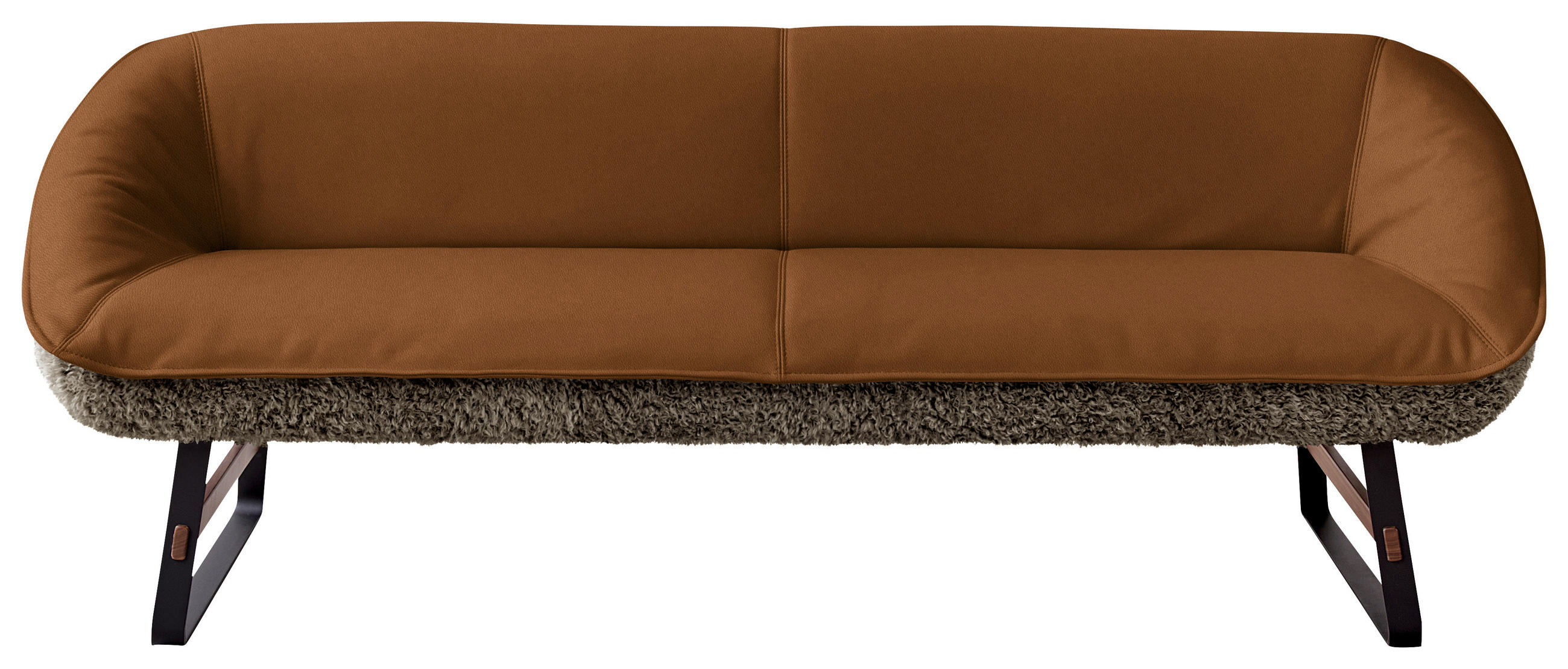 SITZBANK Textil, Leder Braun  - Schwarz/Braun, Design, Leder/Holz (229/88/80cm) - Koinor