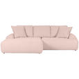 ECKSOFA in Flachgewebe Rosa 195/286 cm - Schwarz/Rosa, KONVENTIONELL, Kunststoff/Textil (195/286cm) - Carryhome