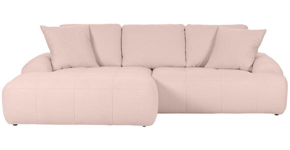 ECKSOFA in Flachgewebe Rosa 195/286 cm - Schwarz/Rosa, KONVENTIONELL, Kunststoff/Textil (195/286cm) - Carryhome