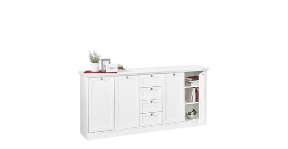 SIDEBOARD Weiß  - Silberfarben/Weiß, LIFESTYLE, Holzwerkstoff/Metall (200/90/40cm) - Carryhome