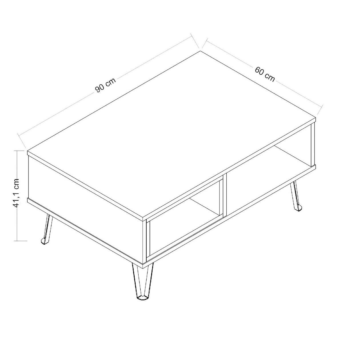 KONFERENČNÍ STOLEK, bílá, tmavý dub, kompozitní dřevo, 90/60/41,1 cm - bílá/černá, Design, kov/kompozitní dřevo (90/60/41,1cm) - Livetastic