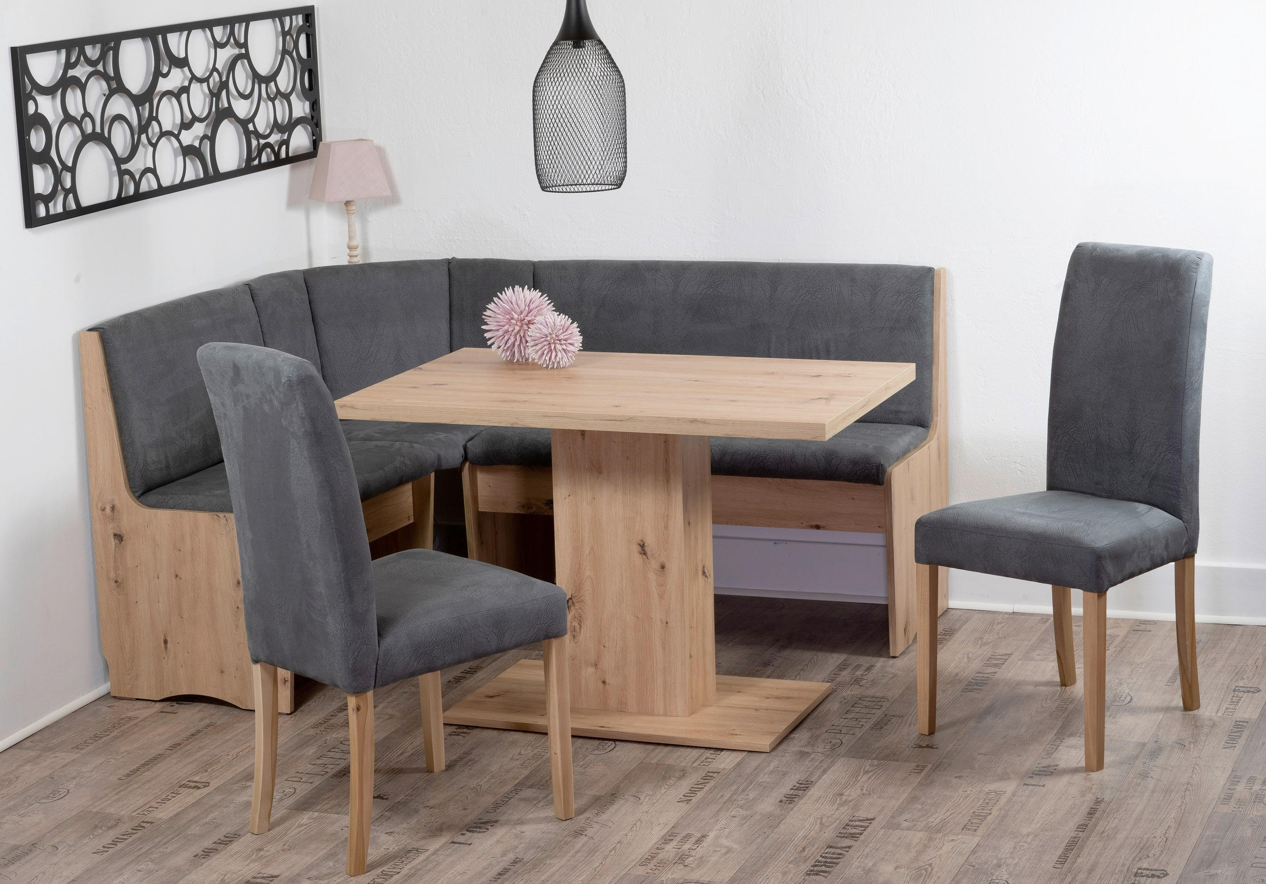 ECKBANKGRUPPE Mikrofaser Eiche Artisan, Grau  - Eiche Artisan/Grau, KONVENTIONELL, Holz/Textil (165/89/125cm) - MID.YOU